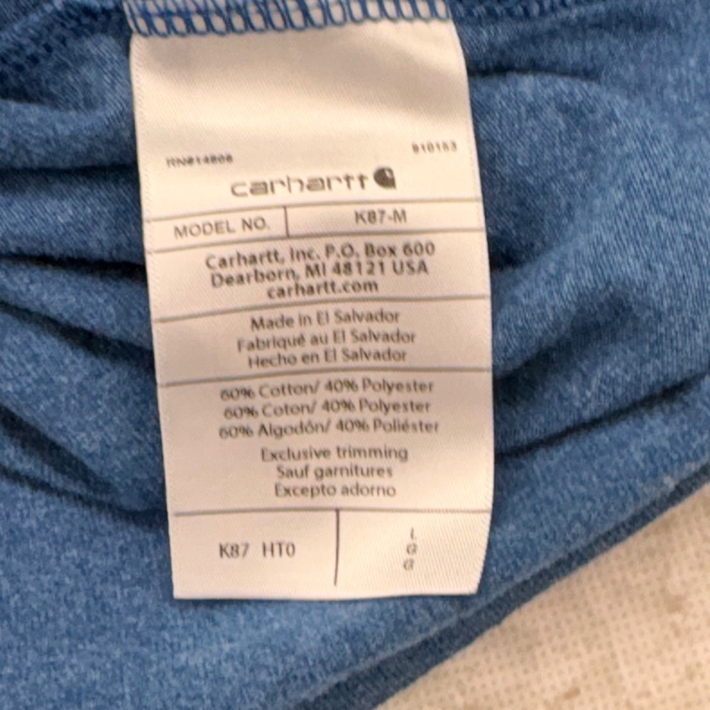 Carhartt K87 Loose Fit Pocket T-Shirt Mens Large Heather Blue Short Sleeve Tee - Picture 6 of 7